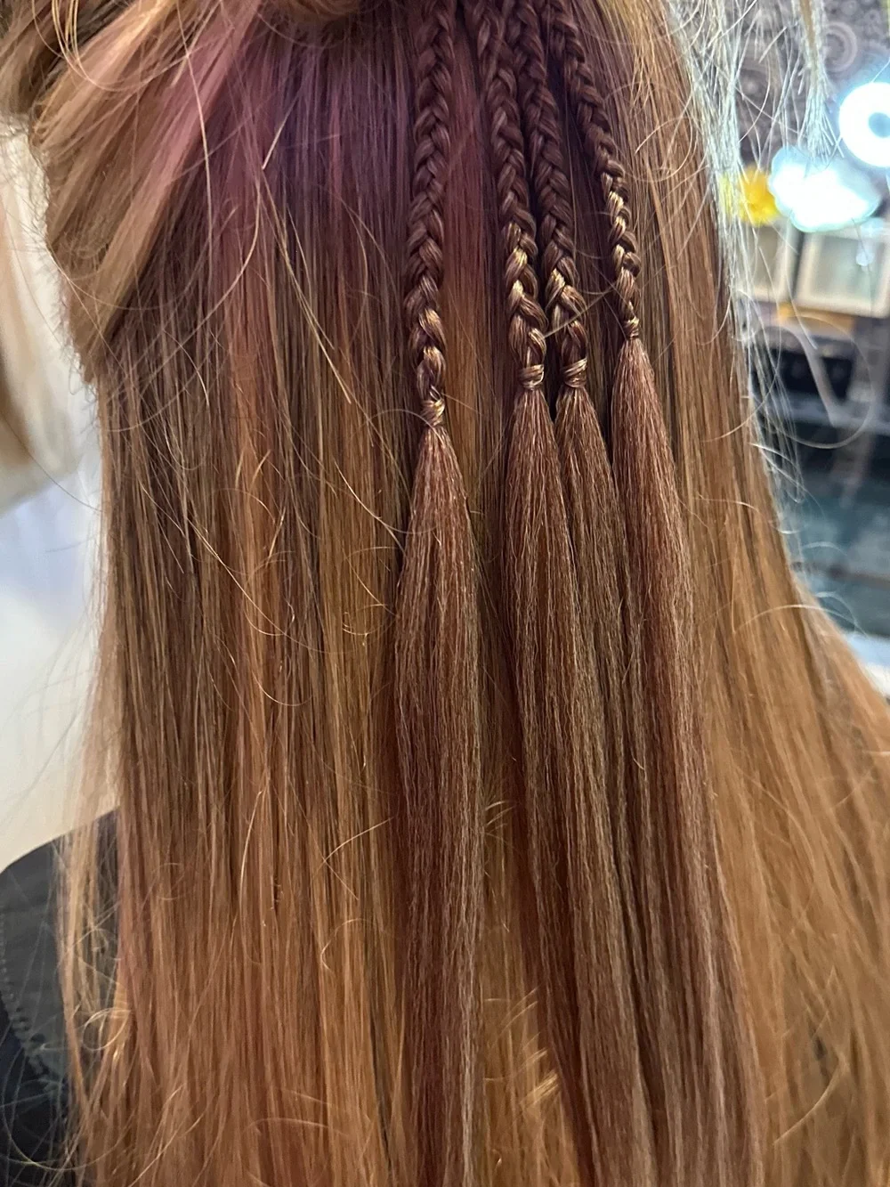 Long Straight Women's Hairpiece with Blonde and Light Brown Highlights
